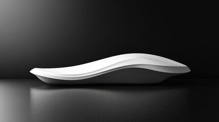 Poster - Sleek and futuristic obsidian podium with smooth white wavy lines, perfect for an empty product display.
