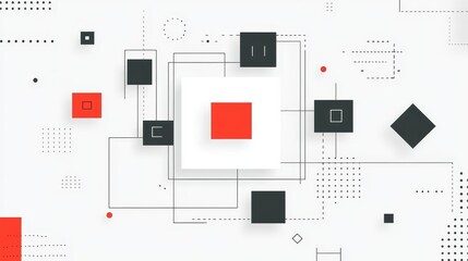 Poster - Abstract Red and Black Geometric Network System Design Technology Background