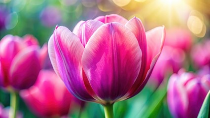 Wall Mural - High-resolution image: a breathtaking pink tulip in full bloom, spring's floral macro perfection.