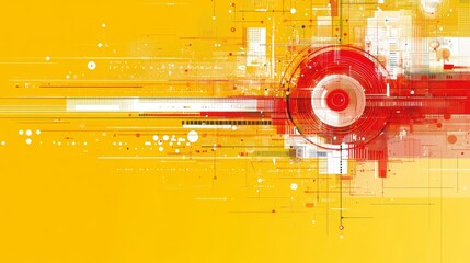 Poster - Abstract Red and Yellow Dynamic Technology Design Background Illustration