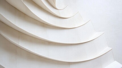 Poster - Curving white architectural staircase with smooth lines and soft lighting