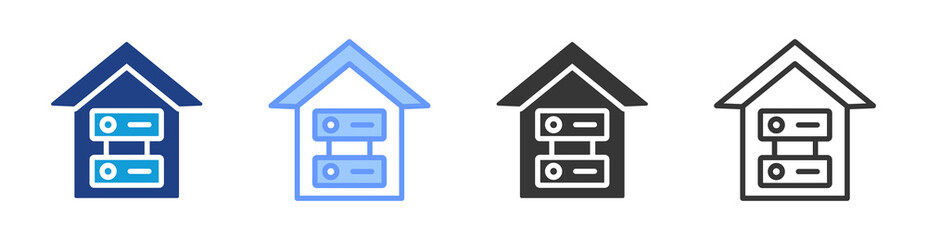 Fototapete - On premises server icon set multiple style collection