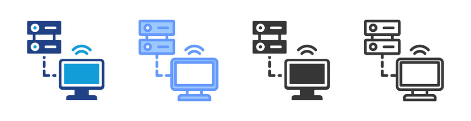 Poster - Remote server icon set multiple style collection