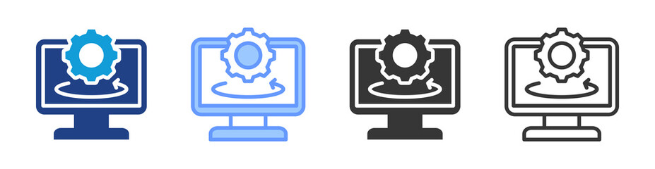 Poster - Virtual machine icon set multiple style collection