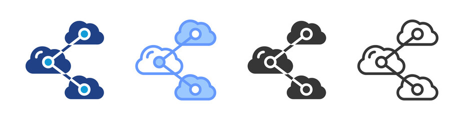 Poster - Multicloud environment icon set multiple style collection