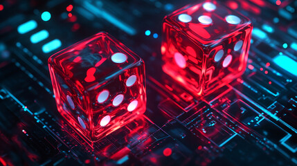 Poster - Red neon rectangle frame banner with light glow background. Led line electric signboard for game or casino. Abstract cyber shine template design. Futuristic party signage for modern music club