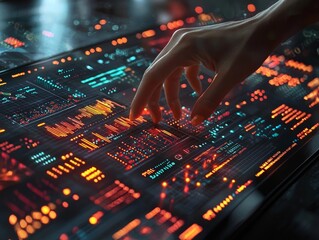 Poster - futuristic ai powered analytics presentation with glowing visuals and dynamic charts