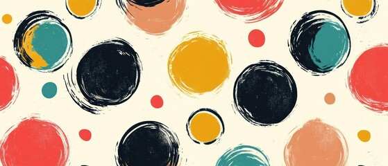 Poster - Colorful abstract pattern with circles and brush strokes