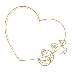 Wall Mural - Vector heart shape dotted frame with ivy leaves decoration