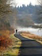 © ntpscl - Man Running Along Scenic Trail Morning Light Photography Natural Landscape Captivating View Vibrant Journey