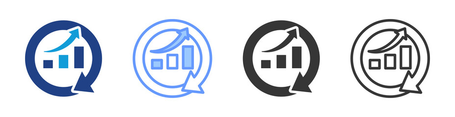Fototapete - Continuous Improvement icon set multiple style collection
