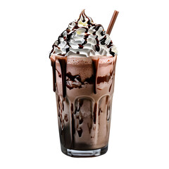 Wall Mural - Iced chocolate milkshake drink on white background