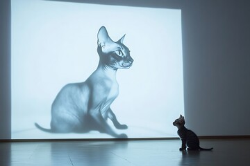 Cat admiring a projected image