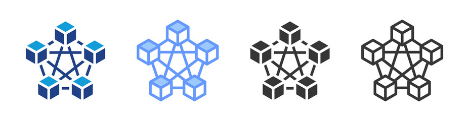 Aufkleber - Blockchain Technology icon set multiple style collection