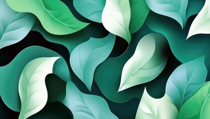 Poster - Soft Green Leaves Background with Abstract Design Featuring Various Shades and Textures in a Nature-Inspired Aesthetic for Gentle Imagery