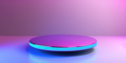 Poster - Futuristic hovering platform digital studio 3d render trendy environment eye-level view innovation concept