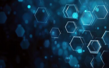 Fototapete - Abstract blue hexagon pattern with glowing lights suitable for technology backgrounds, websites, digital presentations, and creative projects