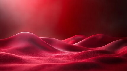Poster - Soft undulating red fabric captures light in a gradient background, creating a serene and vibrant atmosphere