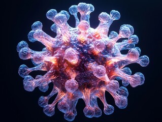 Poster - Mutating Neon Virus Particle Bursting with Vibrant Energy on Clean Black Background