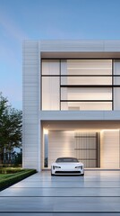 Poster - Futuristic smart home powered entirely by solar and wind energy, energy-efficient architecture, seamless technology integration, smart AI-controlled systems, sustainable living, ultra-modern interior
