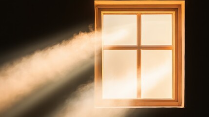 Poster - Soft Sunlight Streaming Through a Rustic Window Illuminating Dust Particles in a Dark Room