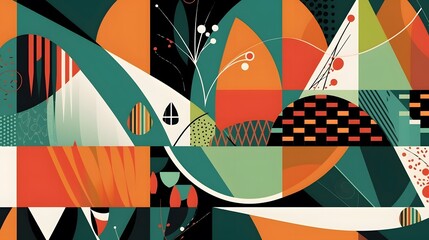 Poster - Vibrant abstract artwork, colorful geometric shapes with dynamic patterns, ideal for modern decor or creative projects.
