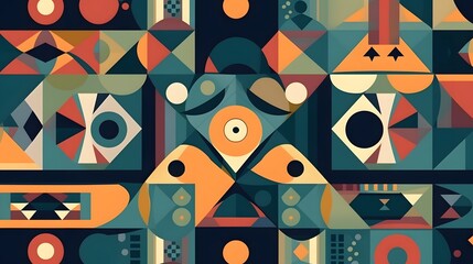 Poster - Colorful abstract design, vibrant geometric patterns with bold shapes, artistic expression showcasing creativity and modern art themes.
