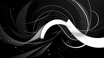 Poster - Abstract swirling patterns in black and white, fluid design evokes motion, perfect for modern backgrounds and artistic themes.