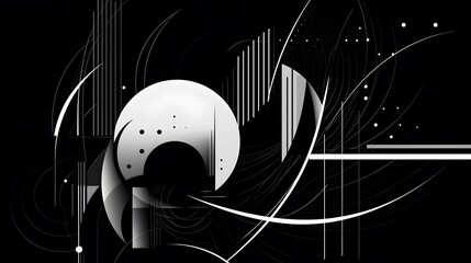 Poster - Abstract design showcasing monochrome curves, fluid shapes intersecting, perfect for modern art themes or creative projects.