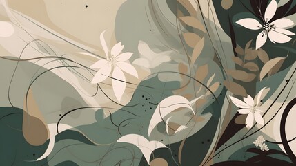 Poster - Abstract floral design with soft color palette, intricate patterns, perfect for backgrounds or artistic projects.