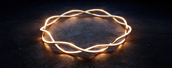 Aufkleber - A glowing, intertwined light formation set against a dark background, creating an artistic circular design.