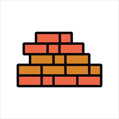 Wall Mural - bricks vector icon line sign