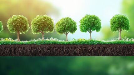 Poster - a row of trees growing tall and strong together, their roots intertwined, symbolizing the strength a
