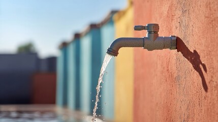 Poster - a close up shot of water flowing from a faucet, highlighting the importance of accessible and clean 