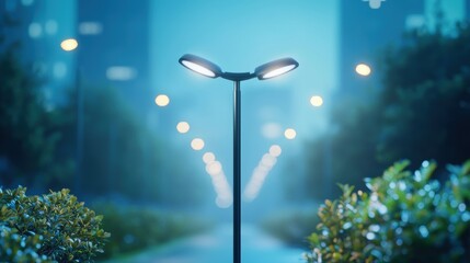 Poster - a smart streetlight equipped with sensors, cameras, and communication devices, demonstrating how tec