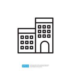 Poster - Line Icon Representation of a Commercial Building in an Urban Setting Featuring a Modern Design with Windows and a Bold Structure