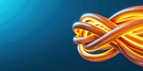 Poster - A vibrant, abstract image featuring intertwined, glowing golden lines against a smooth blue background.