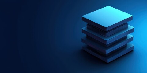 Aufkleber - A stack of blue, layered squares on a dark background, creating a modern and minimalist aesthetic in a tech-inspired design.