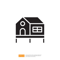 Poster - Simple Black Icon of a House Symbol Representing Home and Shelter in Minimalist Design on a White Background