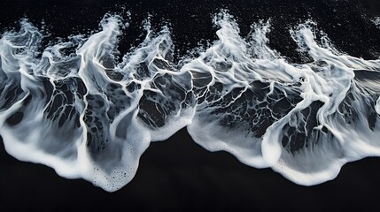 Poster - Abstract wave patterns in cool tones, dynamic fluid shapes and textures, ideal for modern design or artistic themes.