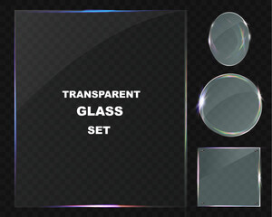 Wall Mural - transparent glass elements with light reflections, transparency effects, and realistic details for m