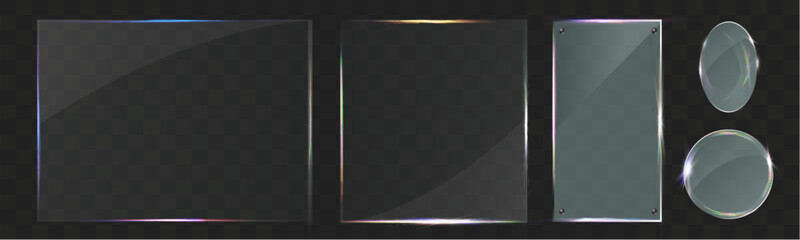 Wall Mural - transparent glass elements with light reflections, transparency effects, and realistic details for m