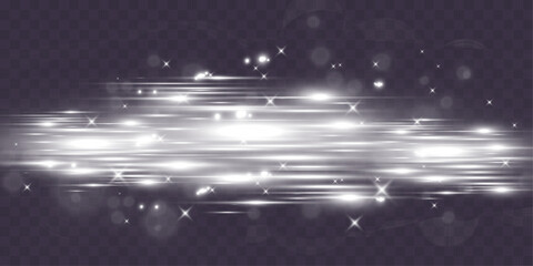 Poster - Glowing stars, sparkles, light streaks, and shimmering particles on transparent background for overlays and magical effects.
