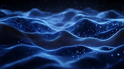 Canvas Print - abstract blue waves in digital landscape