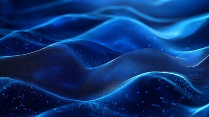 Canvas Print - abstract blue waves in digital landscape