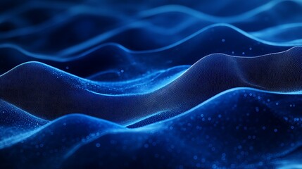 Canvas Print - abstract blue waves in digital landscape