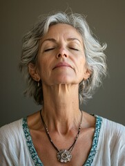 Aufkleber - In a professional studio, a diverse individual practices breathwork techniques, emphasizing focus and mindfulness in a softly lit atmosphere.