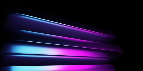 Wall Mural - futuristic abstract 3d background with neon glowing purple and blue gradient light on geometric. sce