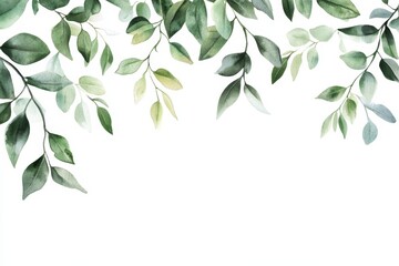 Naklejka na meble Watercolor botanical leaves border