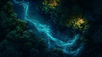 Poster - stunning cosmic scene, vibrant blue and green swirling nebula with bright stars, perfect for space-t
